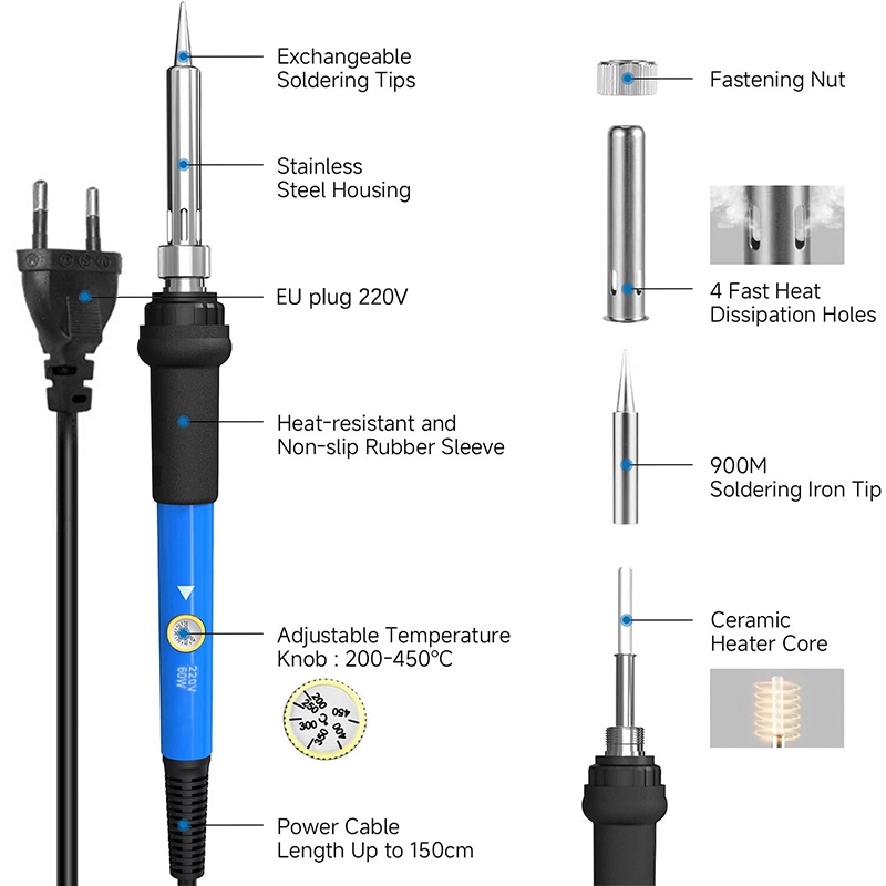Adjustable Temp 220V 60W Elect – обзор и цена Diy Electronics Tool Kit