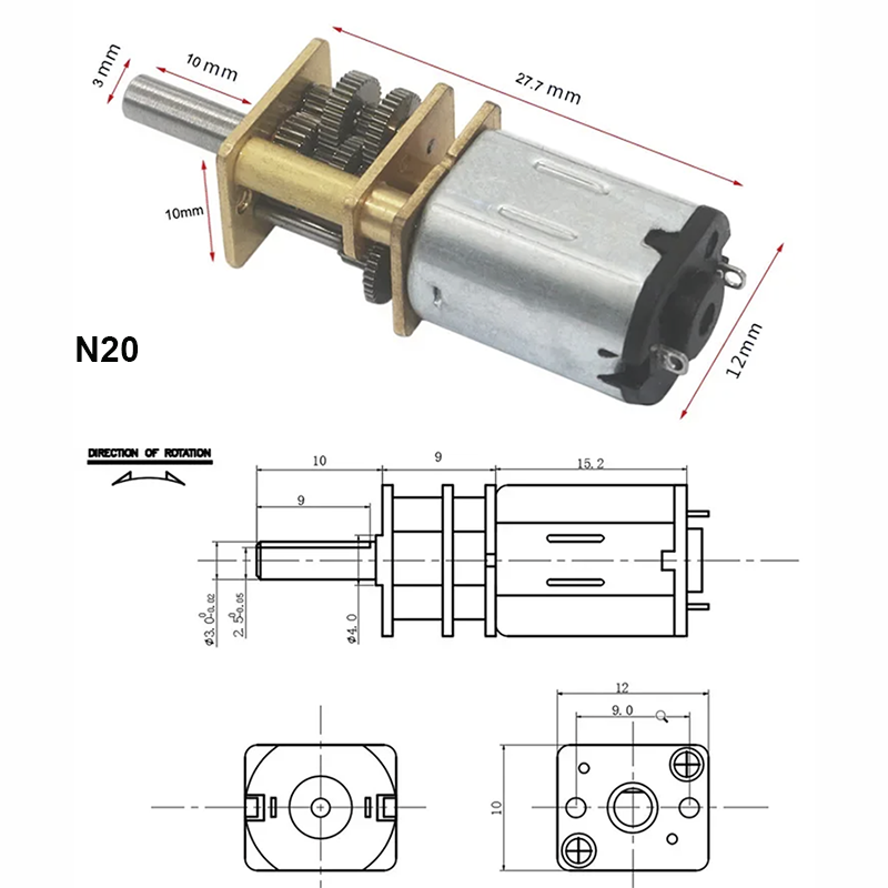 6V 12V 15-6000RPM GA12-N20 DC  – обзор и цена Diy Electronics Motor
