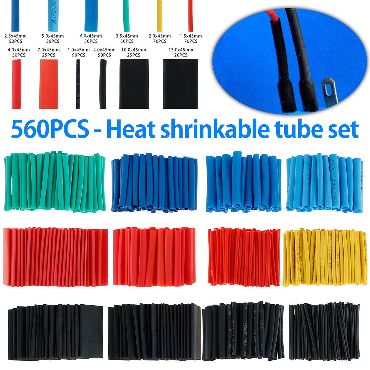 560/750Pcs Heat Shrink Tubing  – обзор и цена Heat Shrink Tubing
