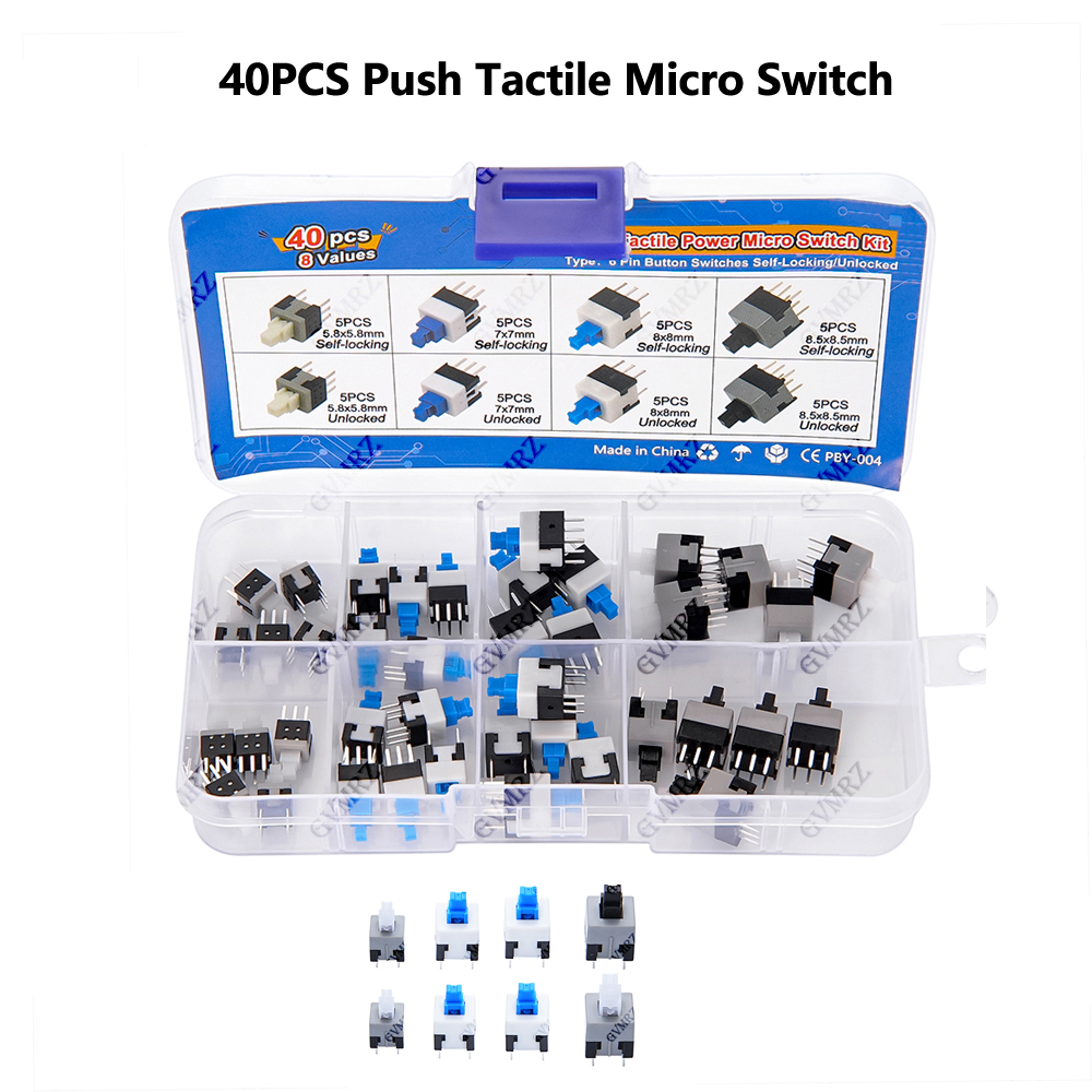 40PCS 8Values Push Tactile Mic – обзор и цена Diy Electronics Tool Kit