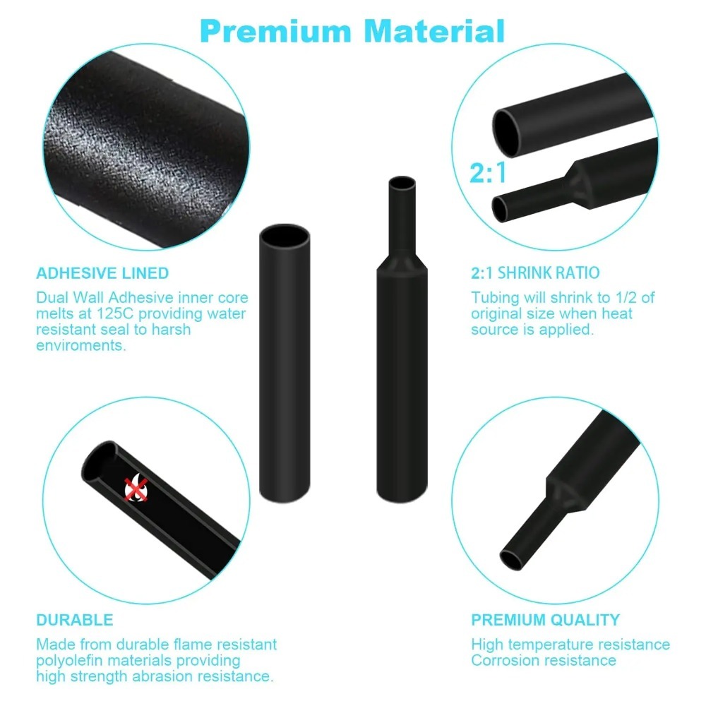 Black Heat Shrink Tube Waterpr – обзор и цена Heat Shrink Tubing