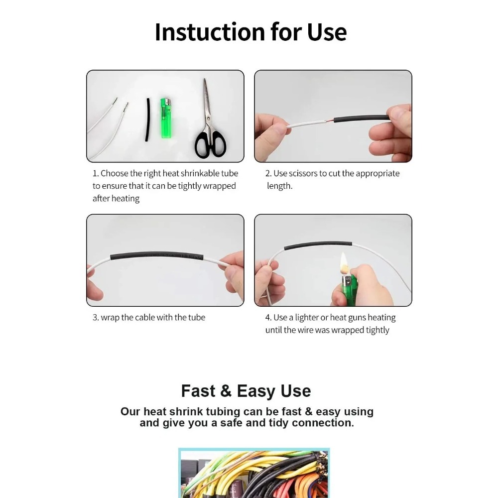 Black Heat Shrink Tube Waterpr – обзор и цена Heat Shrink Tubing