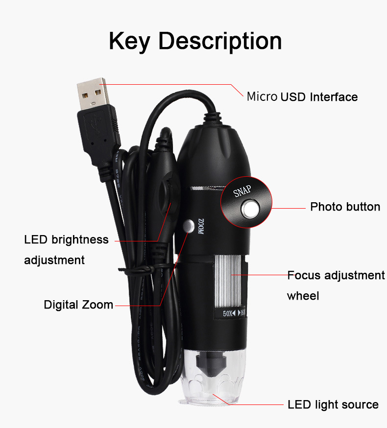 USB Digital Microscope 500X/10 – обзор и цена Diy Electronics Microscope