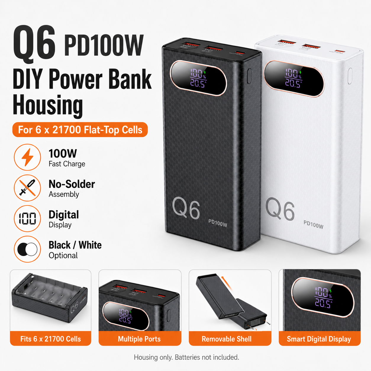 Q6 PD100W DIY Power Bank Housi – обзор и цена Diy Electronics Tool Kit