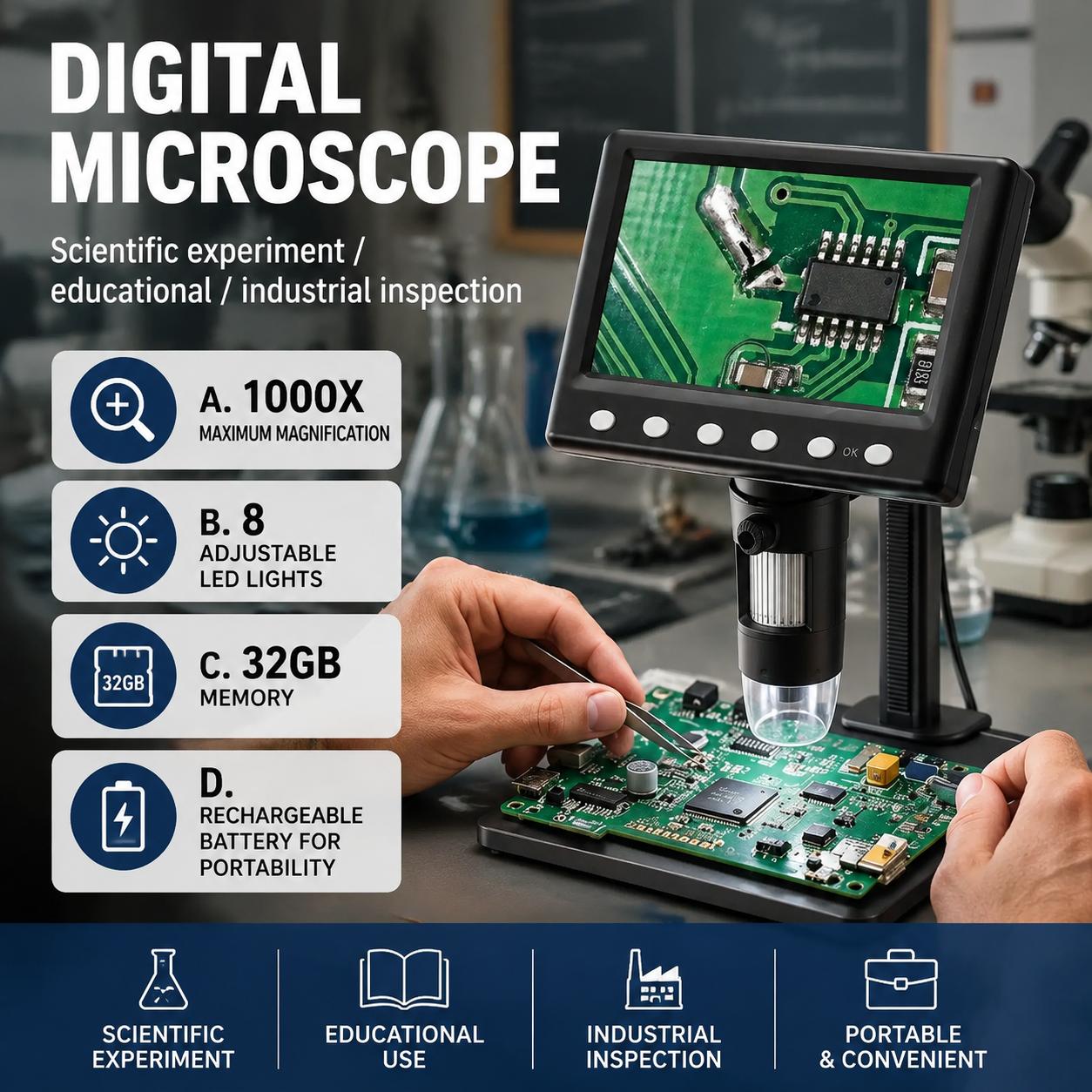 Inspection Microscope 1000x Ma – обзор и цена Diy Electronics Microscope