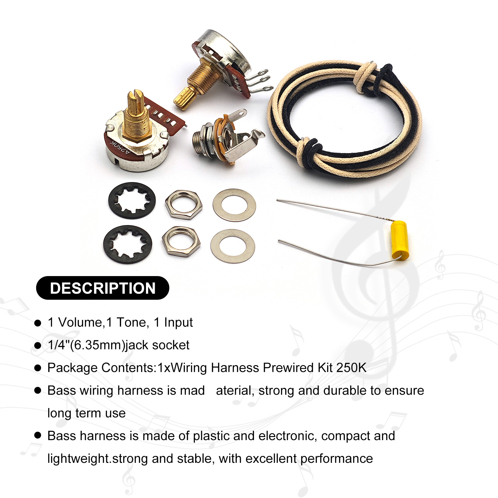 Bass Guitar Wiring Harness 1 V – обзор и цена Diy Guitar Electronics Kit